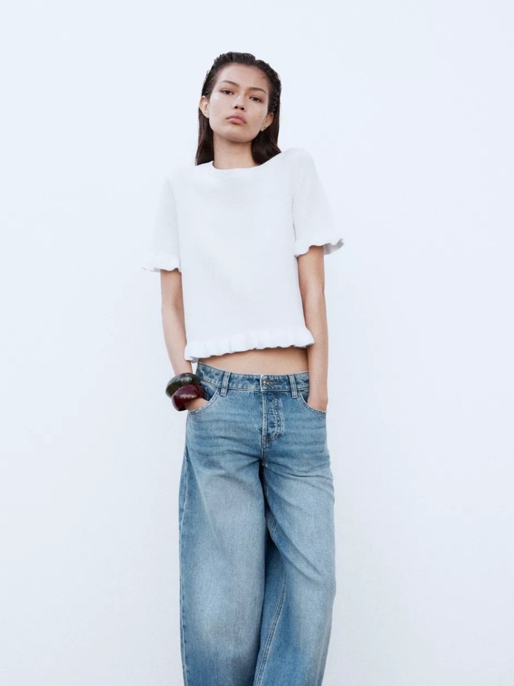Ruffled knit top